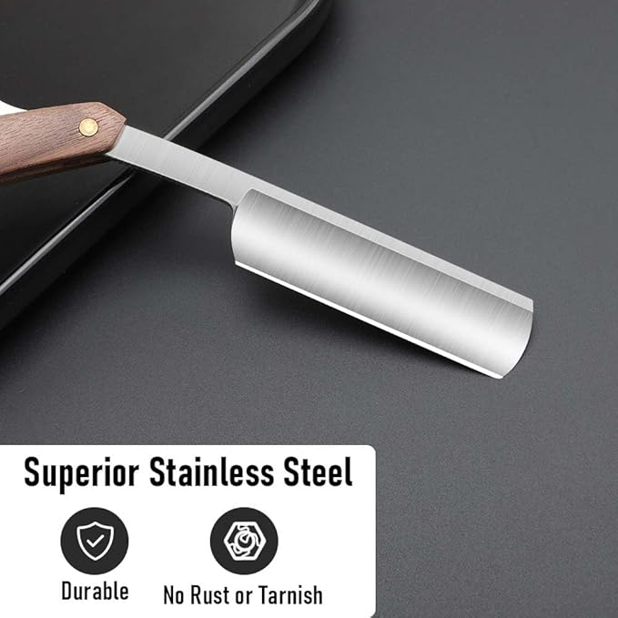 Straight razors for men Professional Straight Edge Barber Razor Premium Stainless Steel Shaver Razor with Shaving Strop for Men Home & Salon Grooming Using (NO.181)