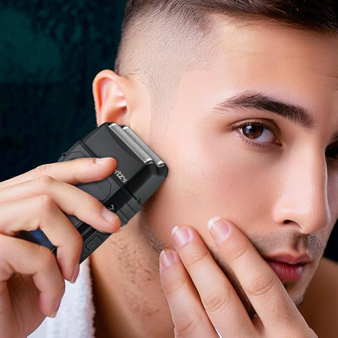 Gertzy Electric Shaver for Men Face, Men's Razor, Cordless Beard Foil Shavers, Wet Dry Waterproof, 3-Speed Adjustable Shaving,Rechargeable Type-C Charging, LED Display (Black)