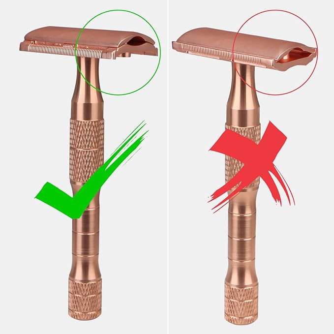 Rose Gold Safety Razor, Single Blade Razors for Women, Reusable Metal One Blade Razor Women, with 10 Stainless Steel Double Edge Blades, Eco-friendly, Smooth & Close Shave