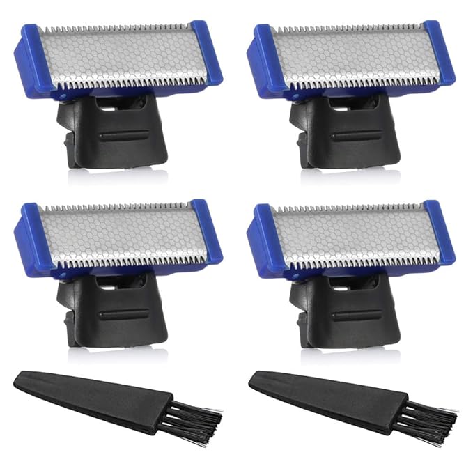 4 Pack Replacement Heads for Rechargeable Shaver Solo Trimmer Micro and Touches Replacement Cutter Head Include 2 Clean Brush