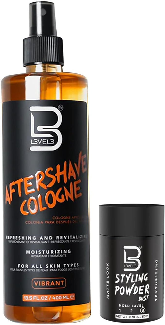 L3 Level 3 After Shave Spray Cologne - Softens Skin - Refreshes and Relieves Face and Skin - Styling Powder Included (Vibrant)