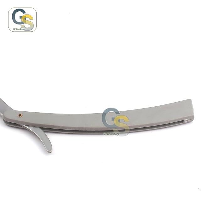 G.S MANUAL FOLDING SHAVING KNIFE BEARD CUTTER SHAVER STRAIGHT EDGE BARBER RAZOR GRAY UP TO 22 BLADES (SET OF 11 BLADES)