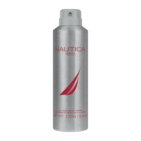 Nautica Color Red Deodorizing Body Spray for Men, Aromatic Fougere Fragrance, Notes of Black Pepper, Lavender and Rosemary, 6.0oz