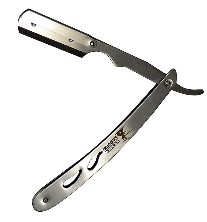 CS102 + CS Matte Black Professional Barber Straight Edge Shaving Razor 2 pcs for Men + 100 Lord Platinum single edge Razor Blades