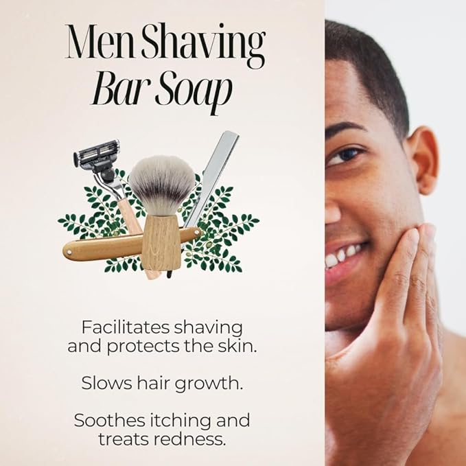 Natural Shaving Bar Soap for Men – For Face & Body – Hydrating and Soothing for Sensitive Skin – Cruelty-Free, No Additives – 4oz