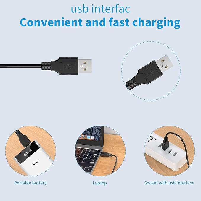 Replacement Kurener Shaver Charger USB Charging Cable Compatible with Kurener Electric Shaver Razor Charger Cord Wall Adapter