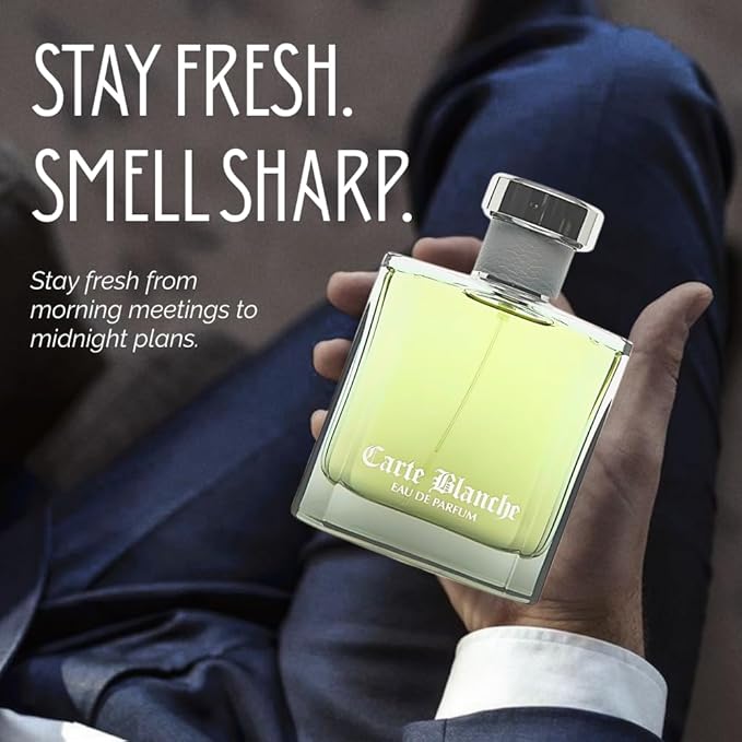 Carte Blanche – INSPIRED by A WORLD RENOWNED MEN’S PERFUME – Tangerine, Orange, Cassia, Sandalwood – Fresh, Aquatic, Confident, Long-Lasting Eau De Parfum 100ml (3.4 fl oz)