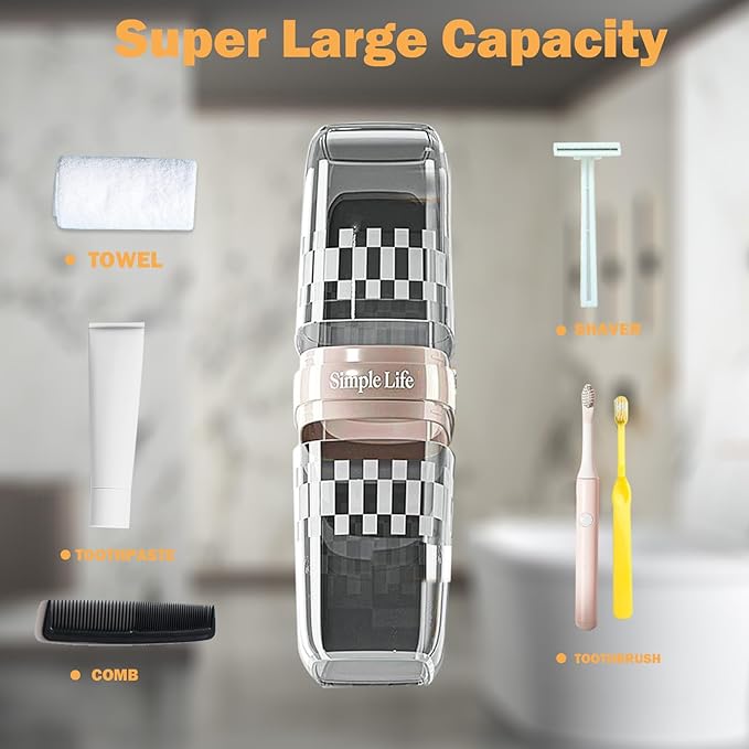 Toothbrush Holder Travel, Covered Toothbrush Case, Portable Travel Toothbrush Holder, Toothbrush Travel Case Carrier for Camping, Bathroom, School, Business Trips (Clear)