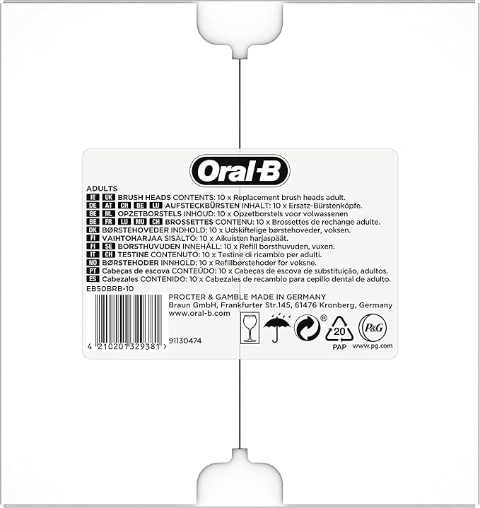 Oral-B Pro Cross Action Black Replacement Brush Heads for Electric Toothbrushes, XXL Pack of 10 Refills