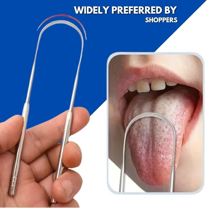 Tongue Scraper for Adults 4 Pack – Premium Stainless Steel Tongue Cleaner Kit with Travel Case & Mint Dental Floss, Reusable Heavy Duty Metal Tongue Scrubber for Fresh Breath & Daily Oral Care