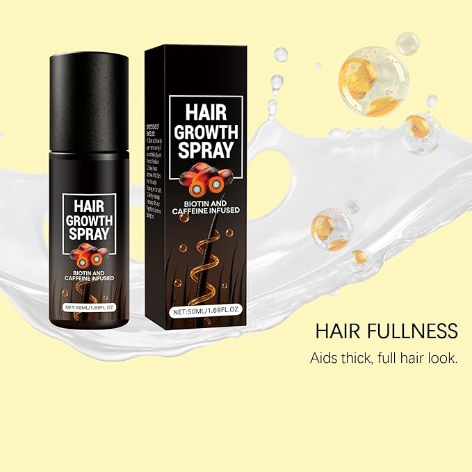Hair Growth Spray & Hair Thickening Serum for Women & Men with Ginger, Biotin, Caffeine - Anti Thinning Treatment for Thicker, Fuller Hair - Natural Formula for All Hair Types, 50ml