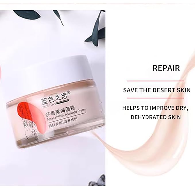 BLUE LOVE 2PCS Astaxanthin Seaweed Face Cream for Men & Woman, Anti-Aging Hydration Facial Moisturizer Skincare for All Skin Types