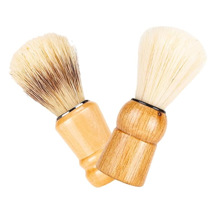 Men's Shaving Brush 2pcs Badger Hair Shave Brush Wooden Handle for Men