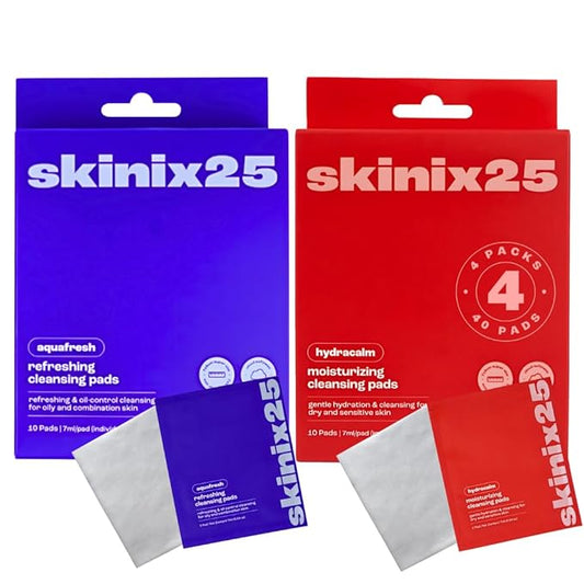 Hydracalm & Aquafresh Facial Cleansing Pads – 40 Individually Wrapped Cotton Wipes | On-the-Go Face Wipes for Travel, Gym & Daily Skincare | Hydrating + Oil-Control Cleansing Pads for All Skin Types