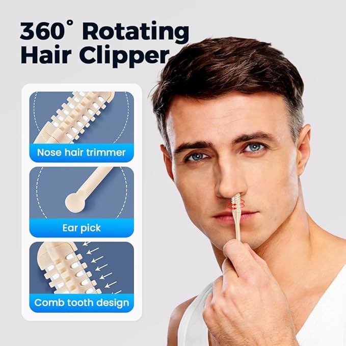 Kafia 2-in-1 Nasal Hair Cutter,Double Sided Nose Hair Knife,360° Nostril Hair Remover Tool,Nose Hair Shaver with Soft Cleaning Brush (5 PCS)