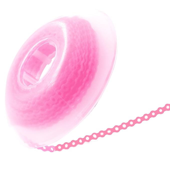 LA MIERE 1 Roll Orthodontic Rubber Chains, Braces Power Chains consisted force in closed, short, long 15'' spools (short, 0.136’’(3.3mm), Candy Pink)