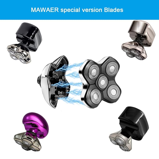 Magnetic 5 Blade Replacement Heads for SKULL SHAVER 4 & 3 Head Series