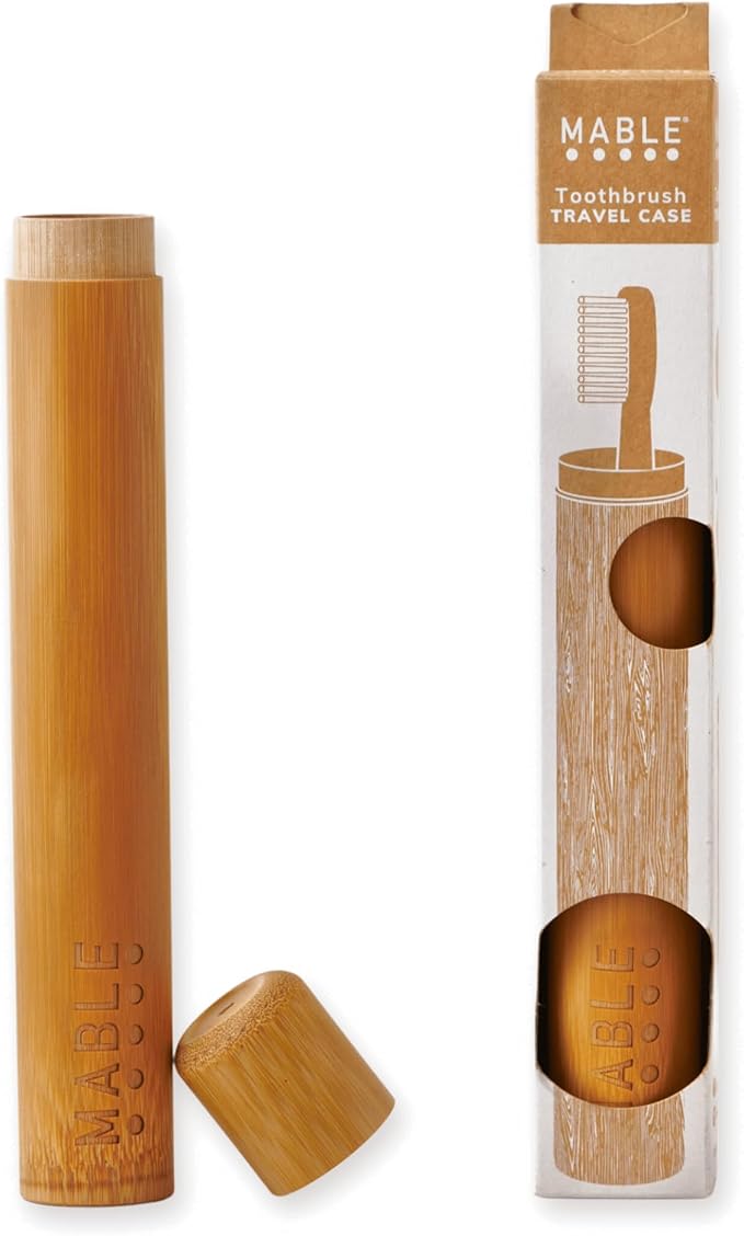 MABLE Toothbrush Travel Case | Bamboo Toothbrush Holder For Travelling and Camping | Adult Size | Natural Product