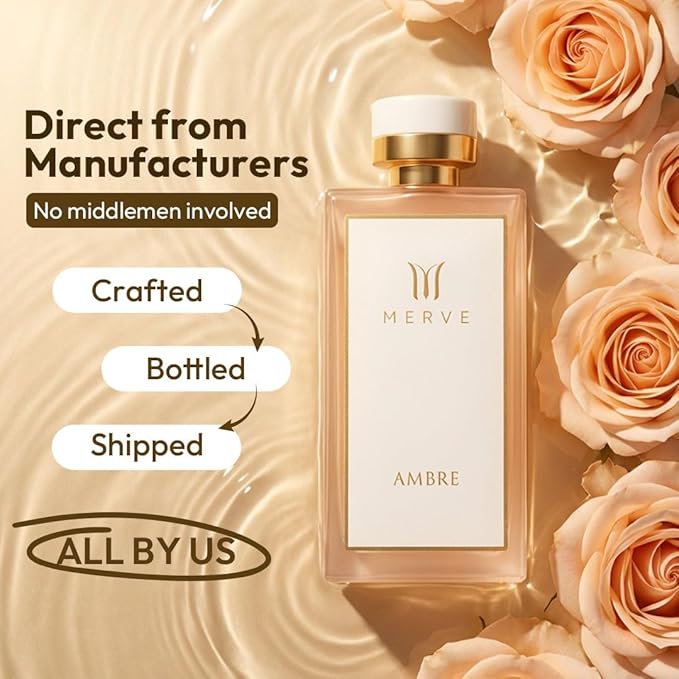 Merve Ambre Perfume For Women 3.4 oz | Premium Long Lasting Fragrance Luxury Scent | Jasmine, Honey, Floral, Fruity, Soft Spicy, Amber, Musk | Eau de Parfum