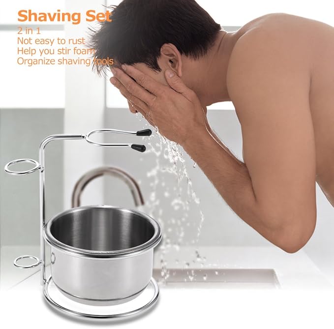 Anself 2 in 1 Shaving Bowl, Men's Shaving Set, Shaving Cup + Men's Shaving Blade Holder, Soap, Bowl, Shaving Holder …