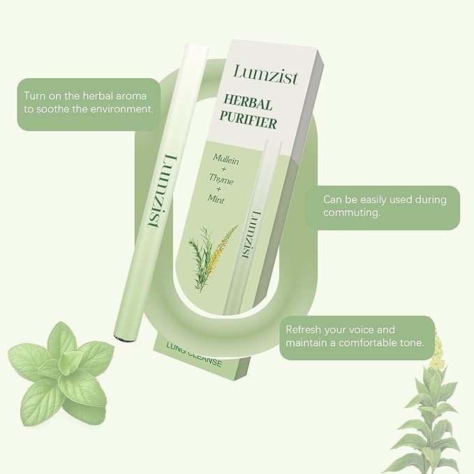 Mullein Herbal Diffuser Stick for Lung Cleasing Refreshing Oral Comfort,Herbal Diffuser Pen - Non Electric - Plant-Based Lifestyle, Oral Air Freshening with Extracts of Mullein, Thyme and Mint (1 PC)