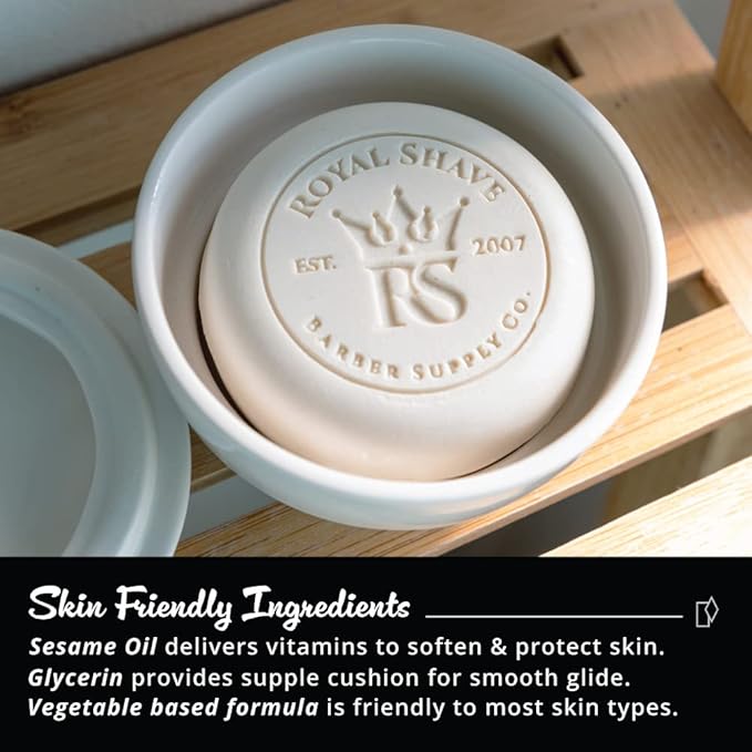 Royal Shave Premium Hard Shaving Soap Puck Refill, Lemon Sandalwood Scent- 3.5oz