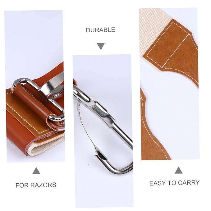 Cowhide Leather Double-layer Razor Strop for Sharpening Straight Razors Professional Barber Use Easy to Hang with Buckle Design Smooth Shaving Blade Enhancement