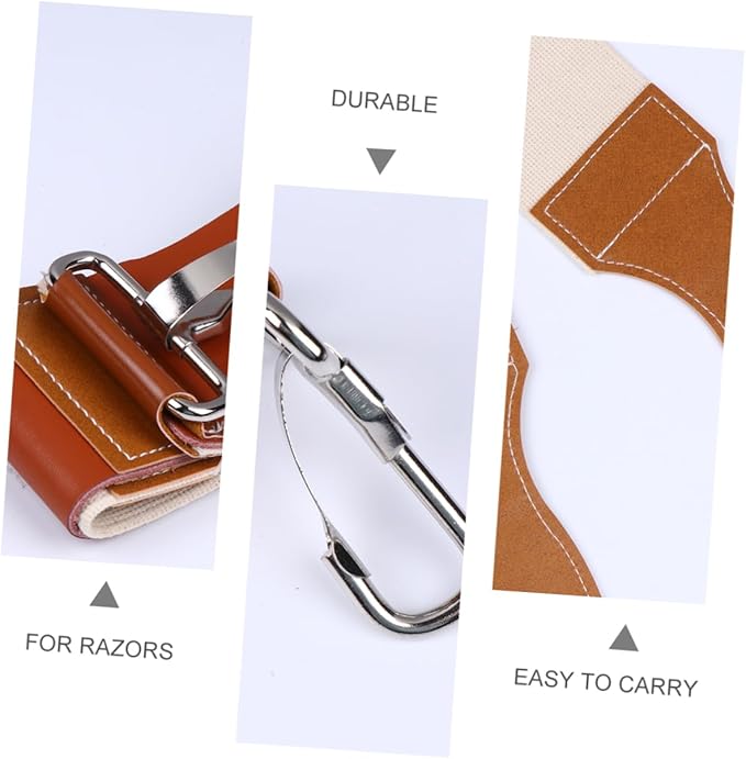 Leather and Canvas Razor Strop Double Layer Sharpening Strap for Straight Razors Knives Durable Easy to Use for Professional Barbers Home Use