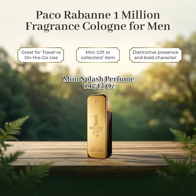 Paco Rabanne 1 Million Perfume for Men – Mini Eau de Toilette Splash, 0.17 Fl Oz