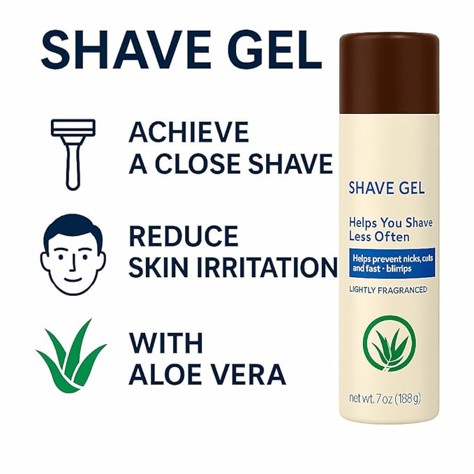 Shaving Gel with Aloe for Men and Women, Lightly Scented, 7 oz