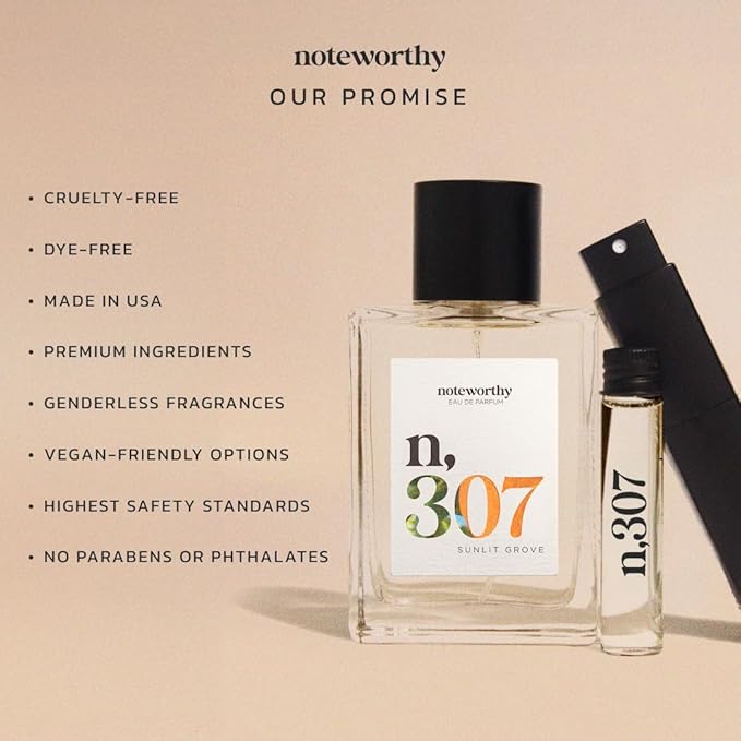 Noteworthy n,307 Eternal Sunsine Eau De Parfum – Mandarin, Basil, Sandalwood | Long-lasting Unisex Perfume for Women & Men (Travel)