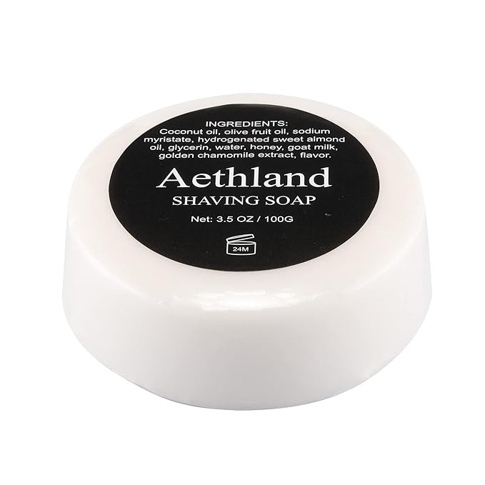 Aethland Shaving Brush Set for Men, 4 in1 Include 100g Shaving soap, Badger Shaving Brush and Stainless Steel Shaving Stand & Shaving Bowl for Husband Birthday Boyfriend Father's Day Gifts（Upgrade W)