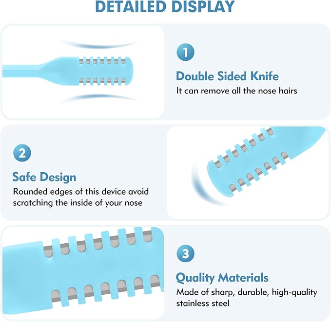 10 Pcs 2-in-1 Nasal Hair Cutter, Double Sided Nose Hair Cutter, Portable 360° Rotating Manual Nose Hair Trimmer for Men and Women