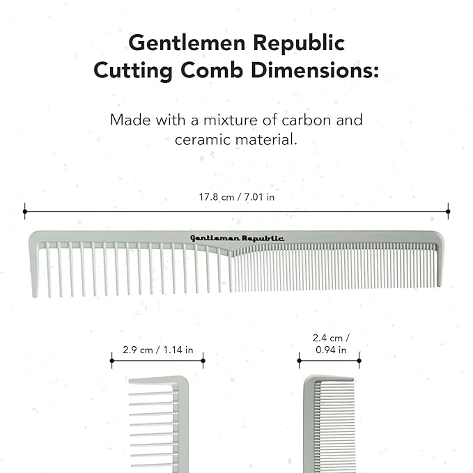 Gentlemen Republic Cutting Comb Men 1 Pc (I0110209) – Made with Carbon Ceramic Material, Lightweight Anti-Slide, Heat Resistant Up to 230°C / 450°F for Professionals & Stylist