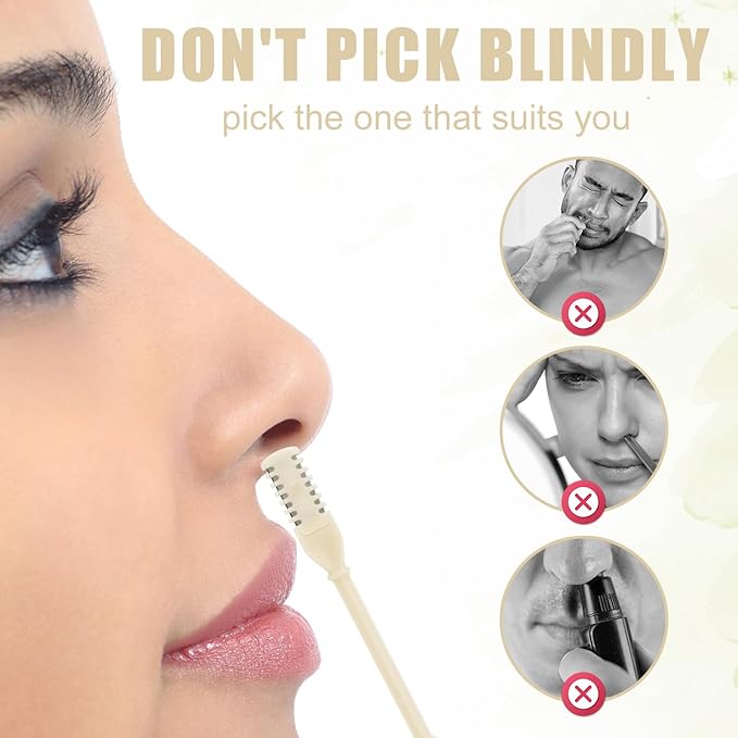12pcs 2 in 1 Nasal Hair Cutter, 360 Rotating Nose Hair Trimmer for Men Women Double Sided Nose Hair Cleaner with Ear Picker Portable Manual Nostril Hair Removal Tool (White)