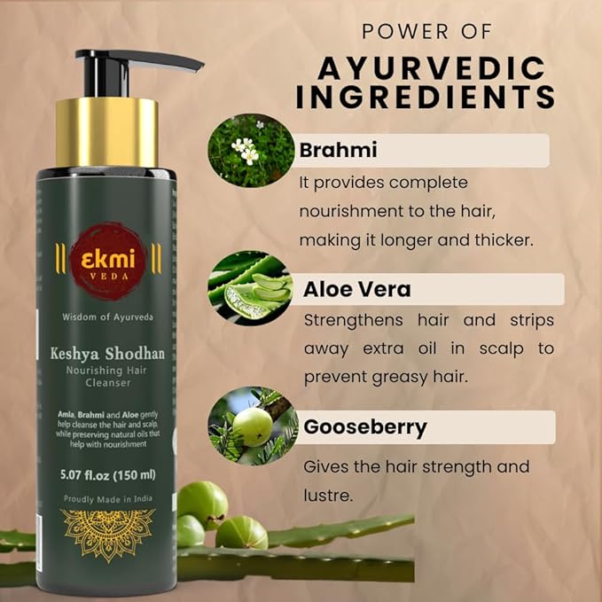 Ayurvedic Hair Growth Sulfate Free Shampoo With Reetha, Shikakai, Bhringraj, Amla For Hair Loss Control. Hair Regrowth Treatment For Women & Men. Hair Thickening Rosemary Shampoo, 5.07 Fl Oz