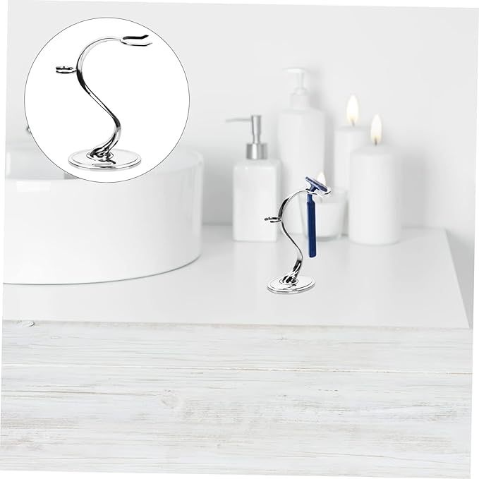 Razor and Brush Stand for Men Sturdy Shaving Organizer Non-slip Base for Bathroom Storage of Safety Razors and Shaving Brushes Rustproof Design