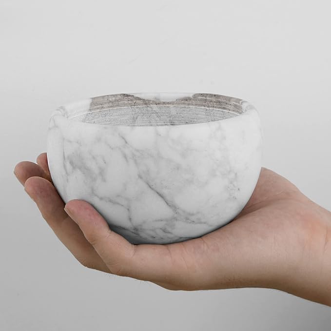 Linkidea Marble Shaving Bowl, Modern Marble Shaving Cream Cup, Large Capacity, 4" x 2" (10cm x 6.5cm), Shave Soap Bowl