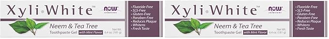 NOW Solutions, Xyliwhite™ Toothpaste Gel, Neem and Tea Tree, Cleanses and Whitens, Clean and Fresh Taste, 6.4-Ounce (Pack of 2)