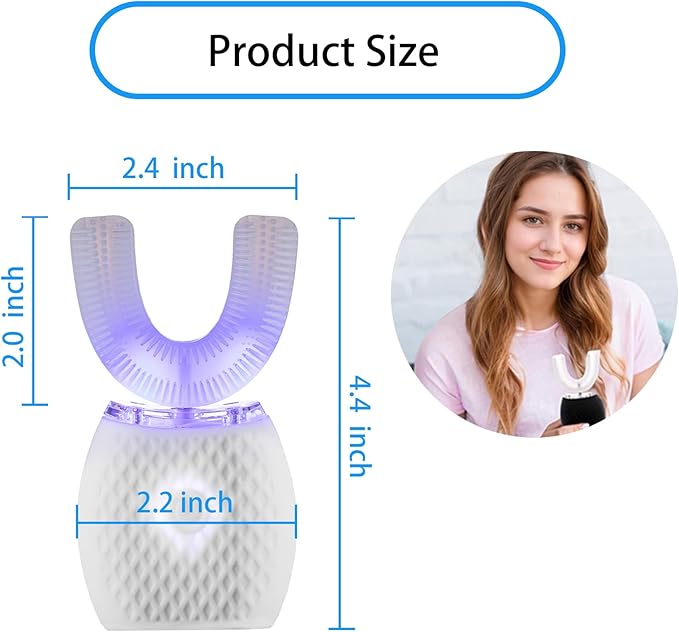 Ultrasonic Toothbrush for Adults - Automatic Electric Toothbrush Rechargeable Portable 30'' Automatic Timer Wireless Charging Washable Travel Home Dual-use (White)