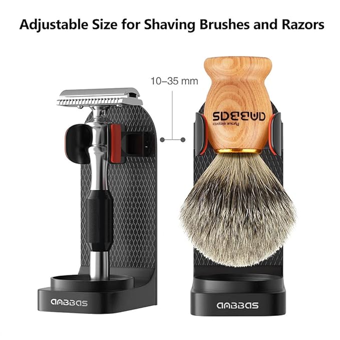 Anbbas Badger Hair Shaving Brush with Wall Mounted Brush Holder Stand for Traditional Shaving