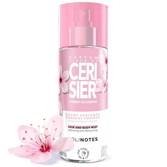 Brume Parfumee Fleur de Cerisier SOLINOTES | Parfum Rafraichissant et Hydratant - Sans Alcool | Brume Parfumee Corps et Cheveux | 250 ml