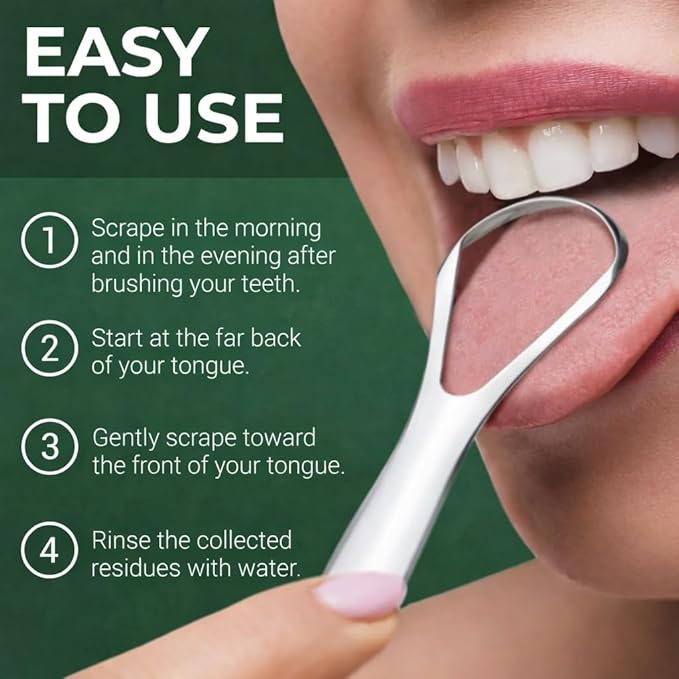 Tongue Scraper for Adults with Travel Cases (2 Pack), Stainless Steel Metal Tongue Cleaner, Dual Design Tongue Scrubber for Fresh Breath & Oral Hygiene.