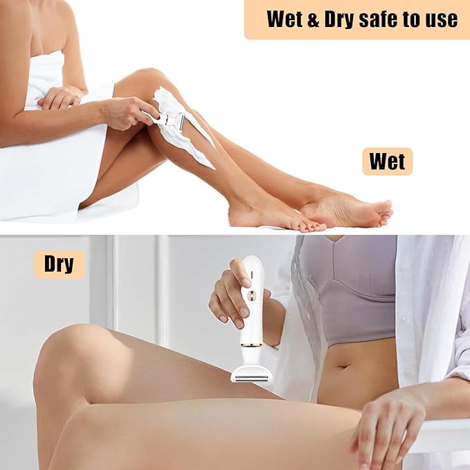 Electric Razor for Women,4-in-1 Women’s Facial Hair Removal for Face Nose Eyebrow Beard Arm Leg Armpit, Rechargeable Womens Body Shavers Set（White）