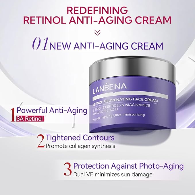 LANBENA Retinol Rejuvenating Face Cream 30g for Women and Men - Face Moisturizer with Brightening & Anti-Aging Effects, Hydrating Formula for All Skin Tones, 1 Fl Oz