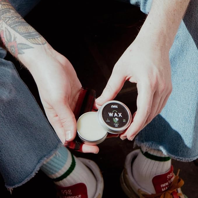 O'Douds Mustache Wax - Daily Natural Moustache & Beard Styling with a Firm Hold, Natural Shine - Plant-Based, Vegan Ingredients for Grooming, Shaping, & Conditioning, Oakmoss & Cedar Scent, 1 oz.
