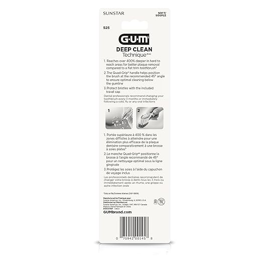 GUM Technique Deep Clean Toothbrush - Compact Head - Soft Toothbrushes for Adults with Sensitive Soft Bristles, 3 Count