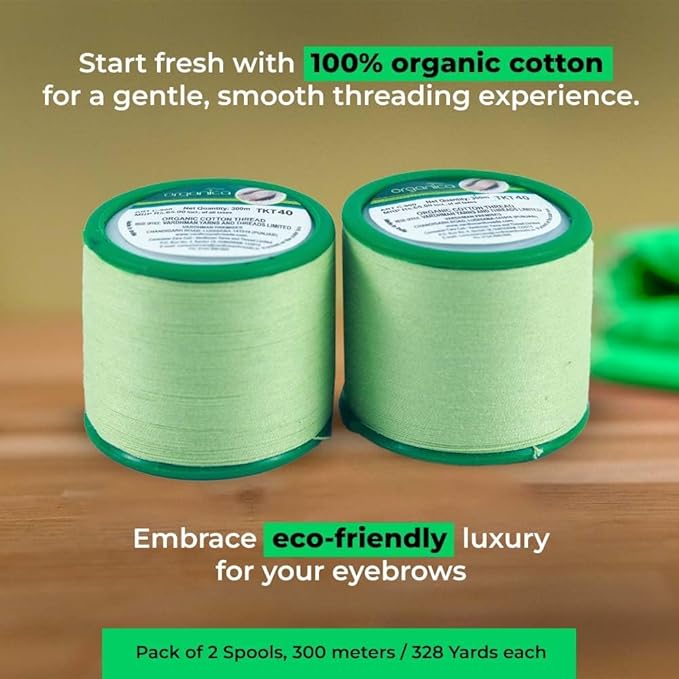Eyebrow Thread 1 Spool X 300m | Eyebrow Organic Cotton Thread |Tool for Upper Lip Chin Forehead Hair Removal | for Perfect Eyebrow Sculpting | Pack of 2