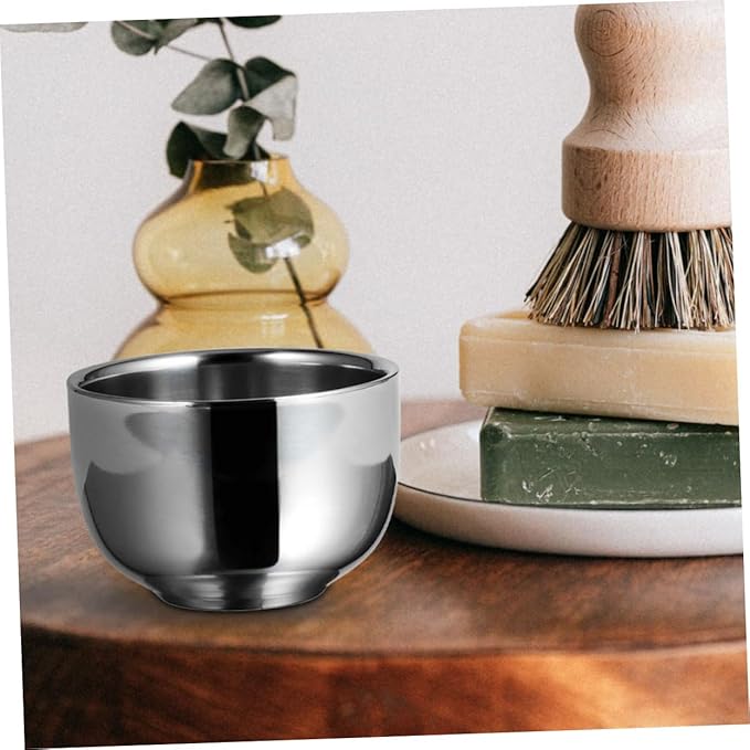 1pc Men Stainless Steel Shaving Bowl Foaming Soap Container for Comfortable Shaving Salon and Rustproof Design