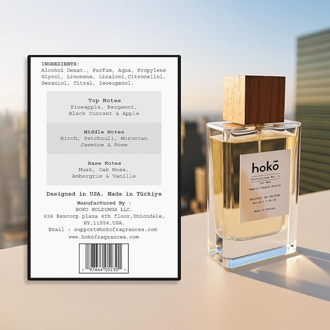 HOKO Cologne for Men - Victorious No. 1 – Pineapple Musk, Bergamot, Oakmoss, Extrait de Parfum, 1.7 Oz | Long - Lasting Mens perfume, Paraben Free